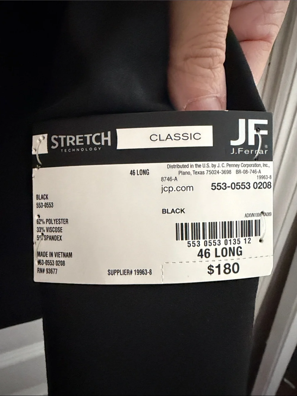 jf j.ferrar Black Single-Button Tuxedo Jacket 46 long suit jacket blazer